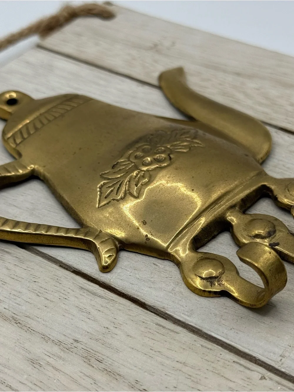 Brass Teapot Wall Hook - Gold Decorative Key Holder